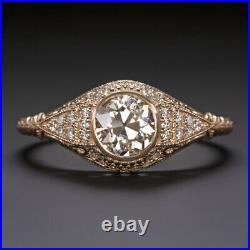 0.85ct OLD EUROPEAN CUT DIAMOND ENGAGEMENT RING VINTAGE ROSE GOLD ANTIQUE STYLE