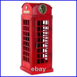 1/6 Vintage Red London Old Style Telephone Booth Model Statue Home Decorations