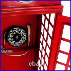 1/6 Vintage Red London Old Style Telephone Booth Model Statue Home Decorations