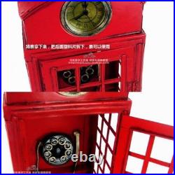 1/6 Vintage Red London Old Style Telephone Booth Model Statue Home Decorations