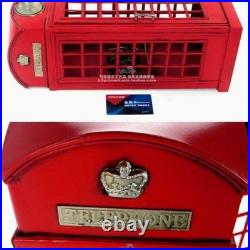 1/6 Vintage Red London Old Style Telephone Booth Model Statue Home Decorations