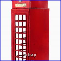 1/6 Vintage Red London Old Style Telephone Booth Model Statue Home Decorations