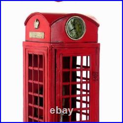 1/6 Vintage Red London Old Style Telephone Booth Model Statue Home Decorations