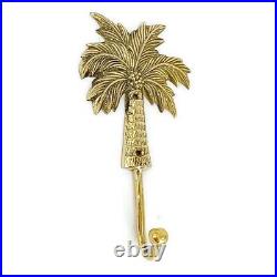 10 large Palm tree COAT HOOKS solid age brass tropicle vintage old style 19 cm B