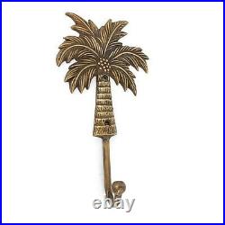 10 large Palm tree COAT HOOKS solid age brass tropicle vintage old style 19 cm B