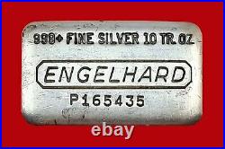 10 oz Vintage Engelhard. 999 Fine Silver Old Pour Loaf Style Bar No P165435