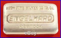 10 oz Vintage Engelhard. 999 Fine Silver Old Pour Loaf Style Bar No P287334