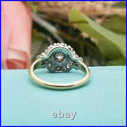 14K Vintage Art Deco Diamond Engagement Ring-1930-Old Style-Two-Tone Gold-Unique