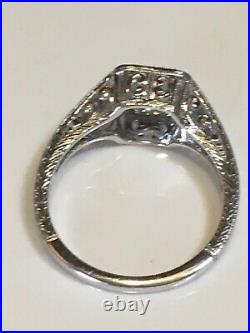 14k Antique Deco Style Ring With. 93ct. Old Dia. GIA Cert. VS1 G Free Shipping