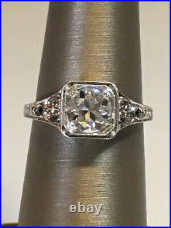 14k Antique Deco Style Ring With. 93ct. Old Dia. GIA Cert. VS1 G Free Shipping