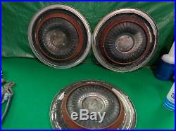 15 1963 OLDSMOBILE STARFIRE 98 accessory Hubcaps WithSPINNER center, QTY 3