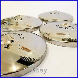 1949-50 Ford Hub Caps Deluxe Style with Painted Letters- Pol S/S- (Set of 4)