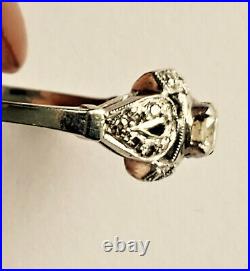 1950 Old Cut DIAMOND 18K WG Engagement Ring Vintage Estate Art Deco Style