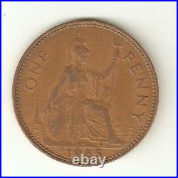 1965 Vintage Old Style British QE II Britannia Penny Coin (1d). COLLECTABLE
