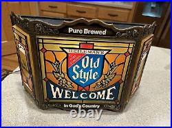 1975 Old Style Beer Sign, Stain Glass Looking, Light Up Welcome Sign, Heilemans