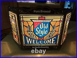 1975 Old Style Beer Sign, Stain Glass Looking, Light Up Welcome Sign, Heilemans