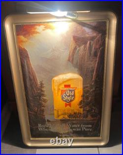 1985 Vintage Heileman's Old Style Waterfall Lighted Beer Sign 23.5 x 16