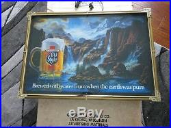 1986 OLD STYLE BEER WATERFALL Moving Motion Light Sign Deer NOS Mint Vintage