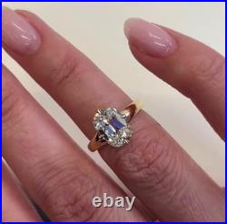 1CT Old Mine Cushion Cut Vintage Style Ring Natural Diamond Ring 14k Yellow Gold