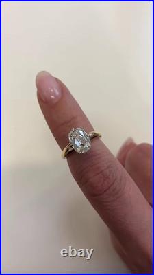 1CT Old Mine Cushion Cut Vintage Style Ring Natural Diamond Ring 14k Yellow Gold