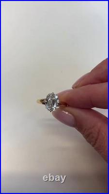 1CT Old Mine Cushion Cut Vintage Style Ring Natural Diamond Ring 14k Yellow Gold