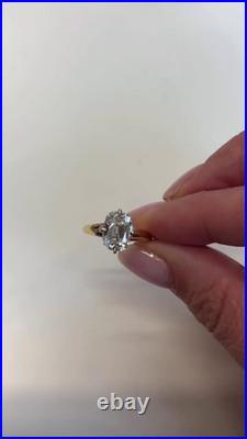 1CT Old Mine Cushion Cut Vintage Style Ring Natural Diamond Ring 14k Yellow Gold