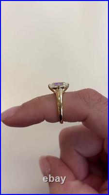 1CT Old Mine Cushion Cut Vintage Style Ring Natural Diamond Ring 14k Yellow Gold