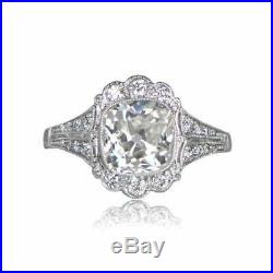 2.70 ct Old Mine Cut Diamond Vintage Style Engagement Ring 925 Sterling Silver