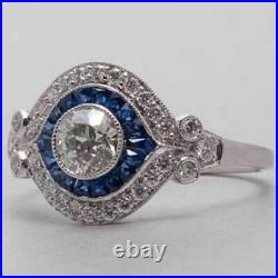 2.72 Ct Lab-Created Round Cut Diamond Target Halo Style Old Vintage 1920's Rings