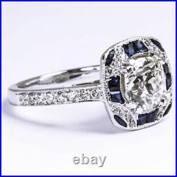 2.95 Ct Round Cut Lab-Created Diamond Vintage Art Deco Old Romanian Style Rings