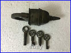 2 Pieces Vintage Old Style Looking Iron 4 keys Lock Tricky / Puzzle pad locks