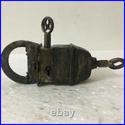 2 Pieces Vintage Old Style Looking Iron 4 keys Lock Tricky / Puzzle pad locks