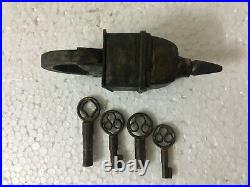 2 Pieces Vintage Old Style Looking Iron 4 keys Lock Tricky / Puzzle pad locks