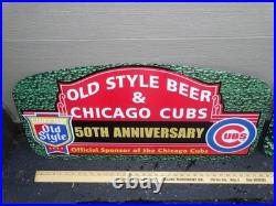 2 Vintage Original Wrigley Field Chicago Cubs Baseball Old Style Beer Metal Sign