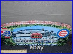 2 Vintage Original Wrigley Field Chicago Cubs Baseball Old Style Beer Metal Sign