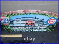 2 Vintage Original Wrigley Field Chicago Cubs Baseball Old Style Beer Metal Sign