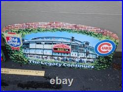 2 Vintage Original Wrigley Field Chicago Cubs Baseball Old Style Beer Metal Sign