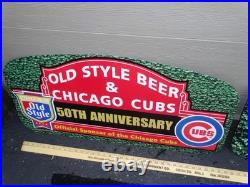 2 Vintage Original Wrigley Field Chicago Cubs Baseball Old Style Beer Metal Sign