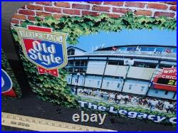 2 Vintage Original Wrigley Field Chicago Cubs Baseball Old Style Beer Metal Sign