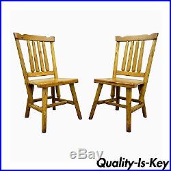 2 Vintage Rustic Adirondack Old Hickory Style Knotty Pine Dining Side Chairs