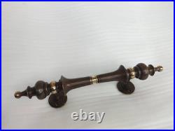 2 large DOOR handle pull solid 2 SPUN 30 cm brass vintage old style hollow 12