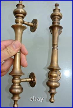 2 large DOOR handle pull solid 2 SPUN 30 cm brass vintage old style hollow 12
