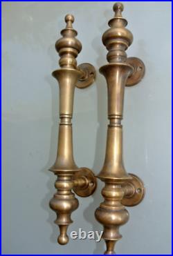 2 large DOOR handle pull solid 2 SPUN 30 cm brass vintage old style hollow 12