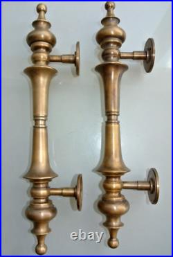 2 large DOOR handle pull solid 2 SPUN 30 cm brass vintage old style hollow 12