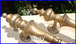 2 large DOOR handle pull solid 2 SPUN 30 cm brass vintage old style hollow 12