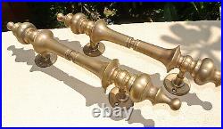 2 large DOOR handle pulls solid SPUN hollow brass vintage aged old style 12 B