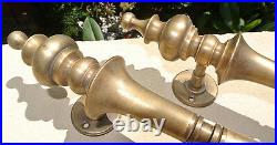 2 large DOOR handle pulls solid SPUN hollow brass vintage aged old style 12 B