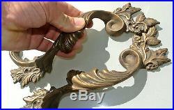 2 large old look french style pulls handles solid brass vintage doors 11pair B