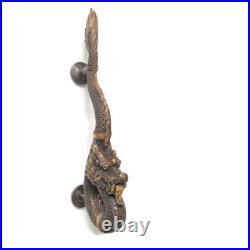 2 massive Dragon door pull 50cm aged heavy brass vintage old style house handle