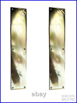 2 x 12 Solid Brass Push Door Plates / Finger Plates Vintage Old Style